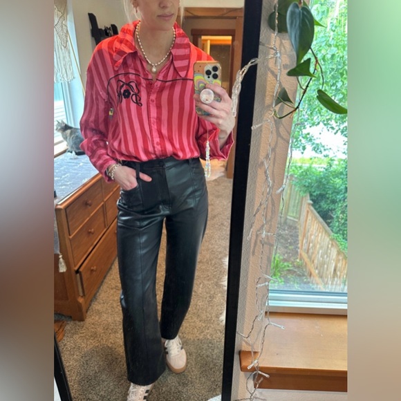 Damson Madder Joni Stripe Satin Embroidered Shirt Size 10 - Picture 2 of 12